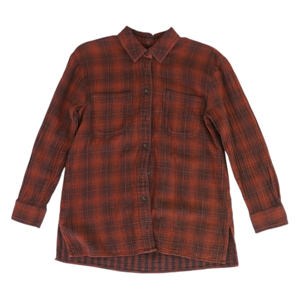 Madewell Oversized Flannel Button Down Shirt in Burnished Mahogany - Picture 6 of 7